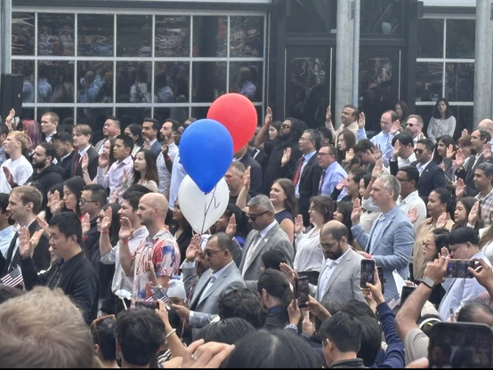 Raising their hand for the oath