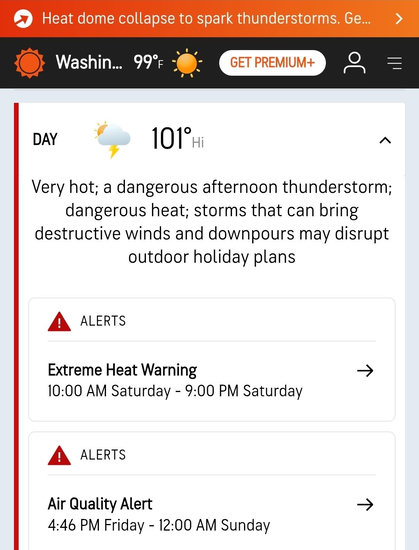 Extreme Heat Warning and Air Quantity Alert