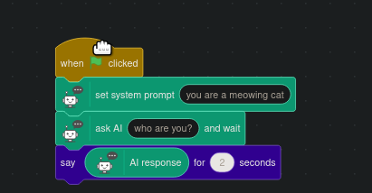 a scratch script to set a prompt, ask a question, and also use the response