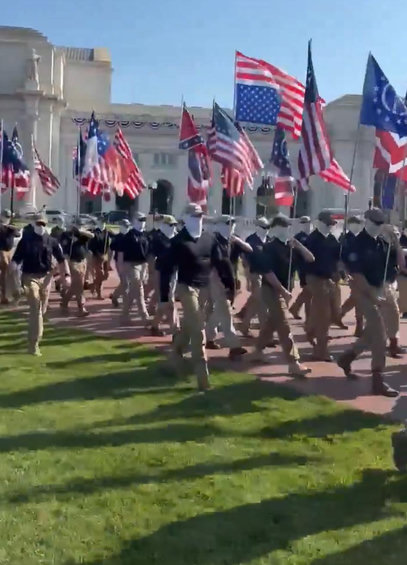 Nazi patriot front losers parading for trump with hate flags 