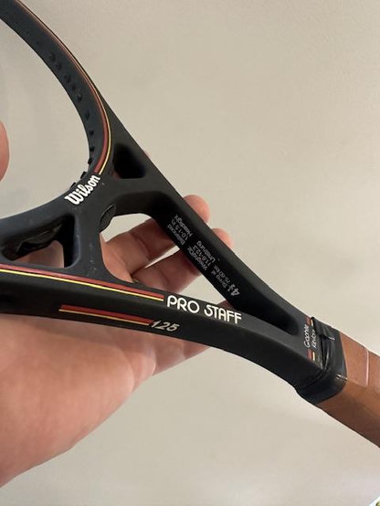 A picture of an original, unstrung Pro Staff 125 tennis racquet.