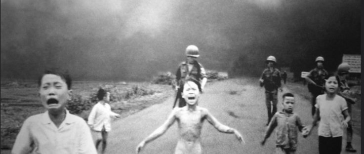 Napalm girl:  terrified Vietnamese children fleeing US terrorist army 