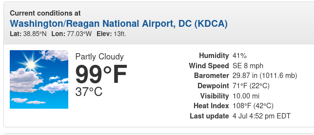 99F air temp, 108F heat index