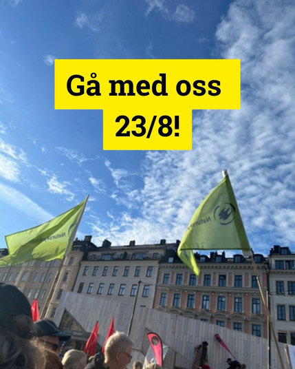 Gå med oss 23/8!
Bild på husfasader och Naturskyddsföreningens flaggor
