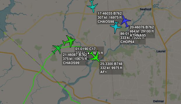 Multiple planes called "CHAOS" with numbesr and AF1 