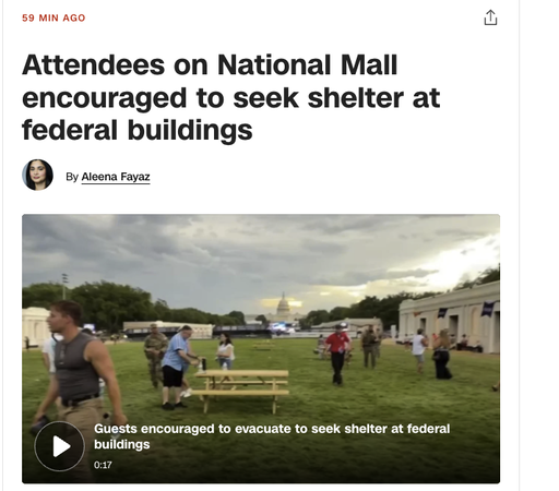 Attendees on National Mall encouraged to seek shelter at federal buildings