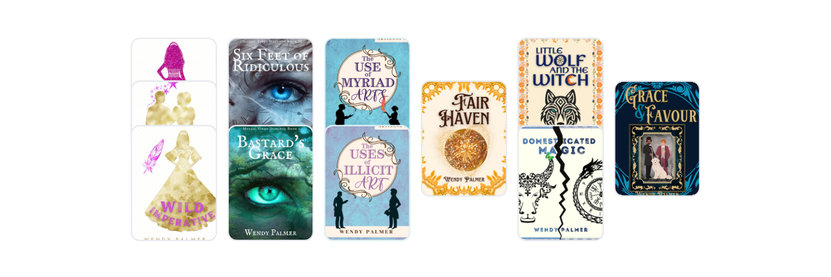 A simple decorative graphic showing my eleven book covers.