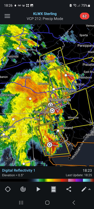 Big storm over Philadelphia on radar 