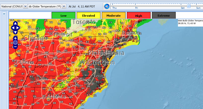 Map showing lots of gray "Extreme"