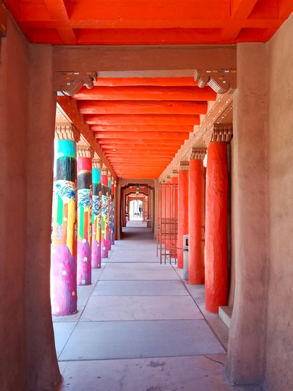 a colorful sidewalk in Santa Fe, New Mexico