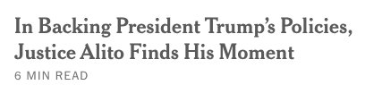 In Backing President Trump's Policies,
Justice Alito Finds His Moment
6 MIN READ
