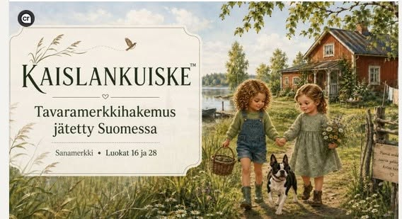LinkedInistä poimittu geneerisen "söpö" tekoälykuva, jossa Finn Follow Oy kertoo jättäneensä tavaramerkkihakemuksen Kaislankuiske-nimestä.