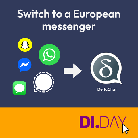 Switch to a European messenger: Delta Chat.

Various silicon valley messenger icons and an arrow pointing towards the delta chat icon, indicating change.