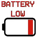 Gif. Batteriesymbol, bei dem die Batteriestandsanzeige rot blinkt. Darüber, ebenfalls rot und blinkend: BATTERY LOW
