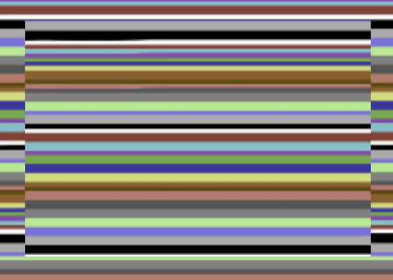 A picture of a 16-colour pride flag in all of the C64 colours in a typical fastloader loading screen, with the main and border colours ever so slightly out of sync so the inner and outer are clearly there, just slightly different colours.