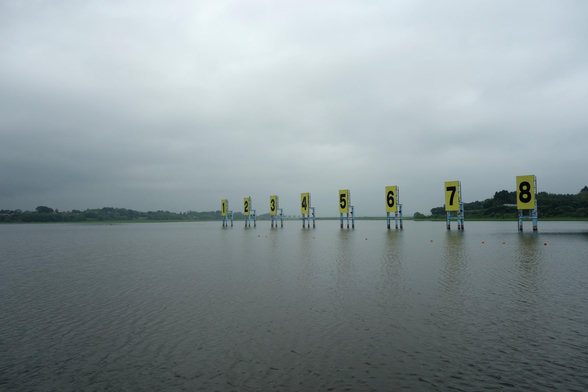 Lake with boat lanes numbers