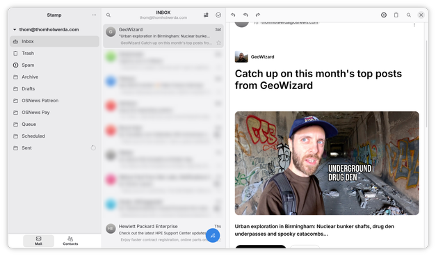 The new in-development email application for GNOME, Stamp.
