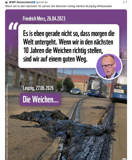 Wer, Friedrich Merz es ist eben halt nicht so dass morgen die Welt untergeht, wenn wir in den nächsten 10 Jahren die Weichen richtig stellen sind wir auf einem guten Weg
Leipzig 27.06 26 die weichen