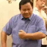 Prabowo joget pake kemeja biru