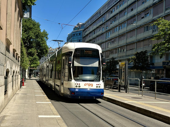 A photo of a tram in Geneva 