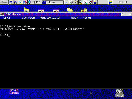Screenshot of my OS/2 Warp 4 VM, running `java -version`:

JAVA.EXE version "JDK 1.0.1 IBM build os2-19960628"
