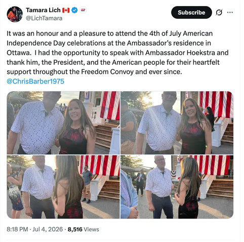 It was an honour and a pleasure to attend the 4th of July American Independence Day celebrations at the Ambassador's residence in Ottawa. I had the opportunity to speak with Ambassador Hoekstra and thank him, the President, and the American people for their heartfelt support throughout the Freedom Convoy and ever since.
@ChrisBarber1975