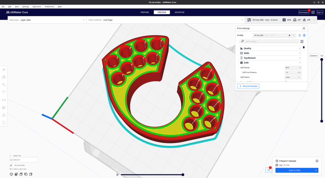 A screenshot of a 3D slicer application showing a holdering iron tip holder for a hakko soldering iron station.
