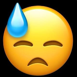 An emoji depicting a frowning face with a single sweat drop on its forehead, conveying feelings of worry or stress.