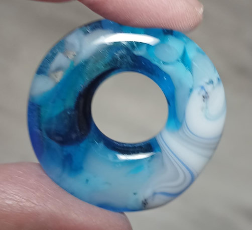 blue and white smudgy pendant