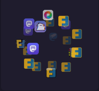 optische Darstellung der momentanen Verbindungen unserer Instanz, innerhalb des Fediverse.

Zu sehen sind sehr viele Friendica Logos und nur 5 Mastodon Logos