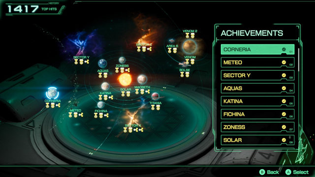 Screenshot of the map screen in Star Fox with all medals completed.
