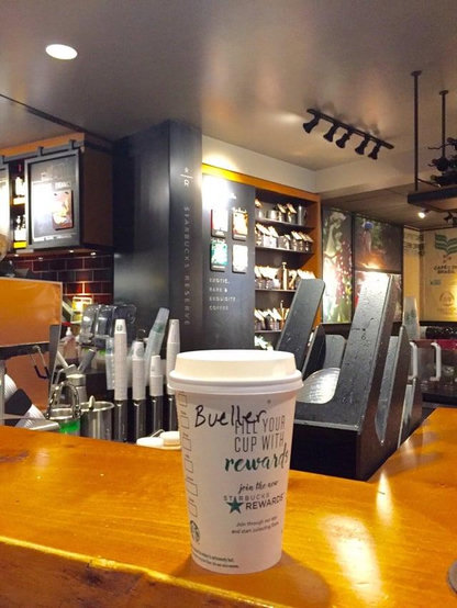 Someone went to Starbucks and ordered a drink for "Bueller" but took off before getting it, meaning the barista will be calling "Bueller" for a while, a reminder if the old movie Ferris Bueller's day off. Funny.