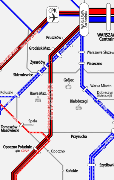 An excerpt from the HRJ diagram showing the old proposal for the CMK - only red lines, no connection to "CPK"