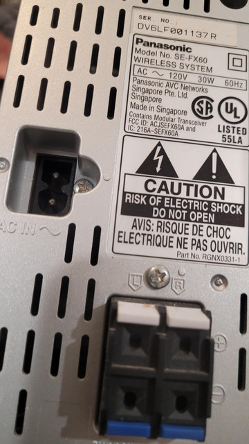 Back of box with power and speaker outputs