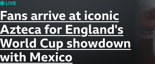 'Fans arrive at iconic Azteca for England's World Cup showdown with Mexico