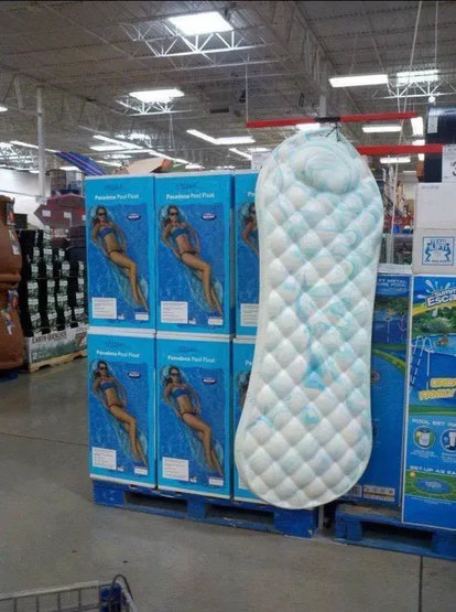 A pool floaty that looks like a giant maxi pad