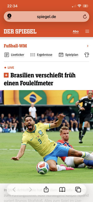 Völlig belangloser Screenshot von belanglosem Click-Bait-Fußball-Journalismus