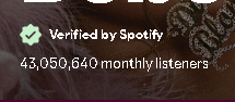 43 million monthly listeners on spotify
