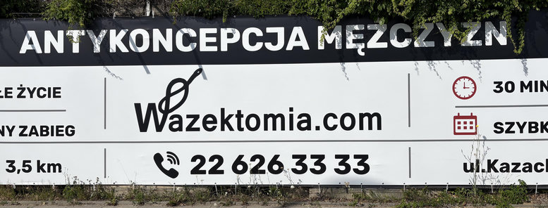 Reklama zachwalająca antykoncepcję dla mężczyzn przy użyciu trwającego jedynie 30 minut zabiegu wazektomii