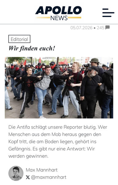 Ein Leitartikel des Propagandamediums „Apollon Nius“