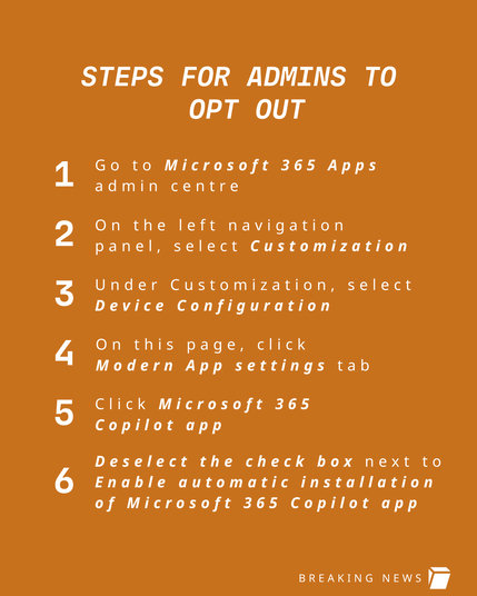 Image lists tips for steps for admins to opt out